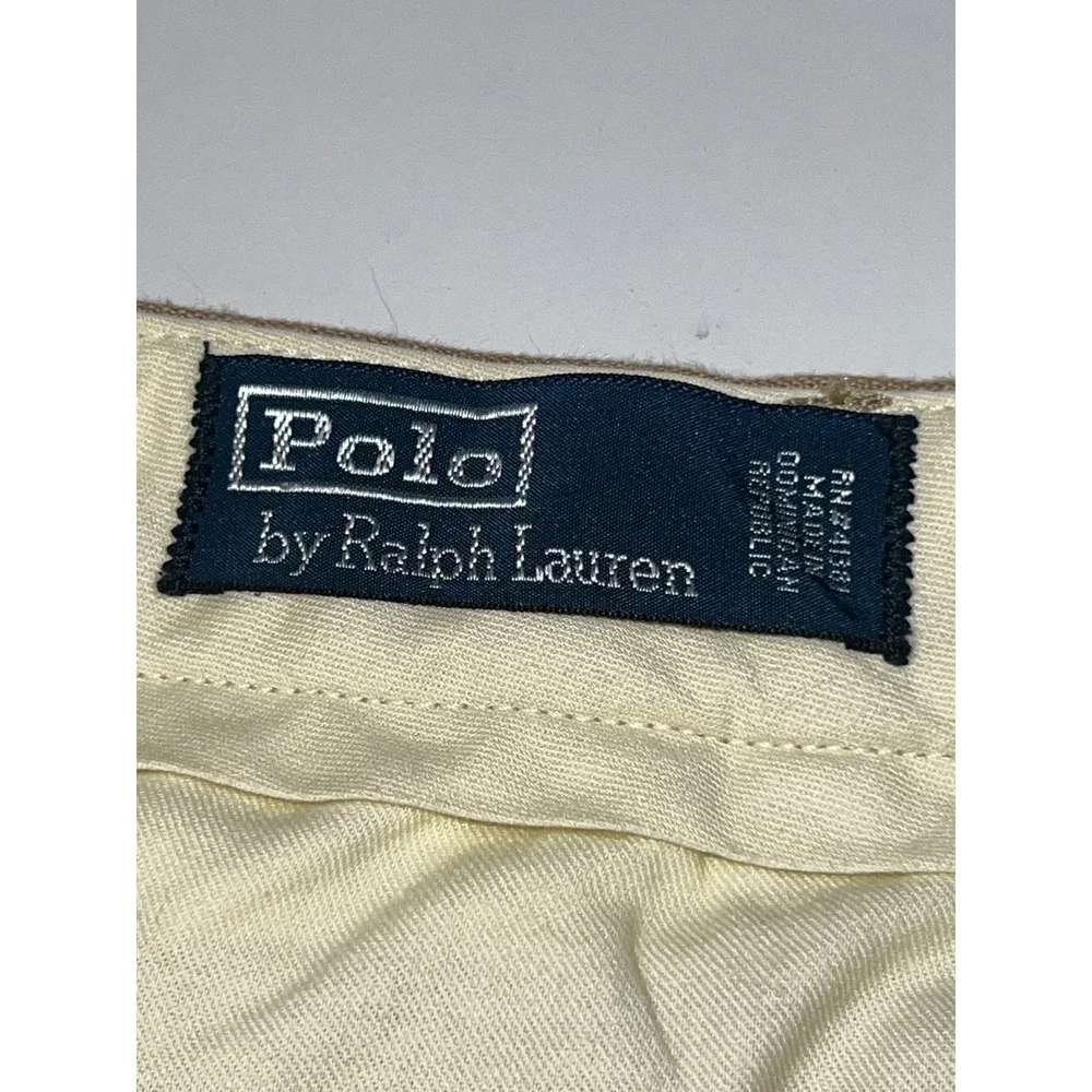 Polo Ralph Lauren Mens 36x32 Khaki Linen Classic Fit Adjustable Side Tab Pants